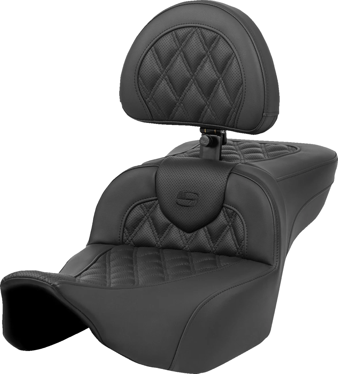 Heated RoadSofa Seat for Motorcycle (Extended Reach, Lattice Stitch)