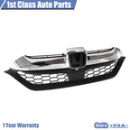 Front Upper Honeycomb Bumper Grille for Honda CR-V (2017–2019) Chrome Black