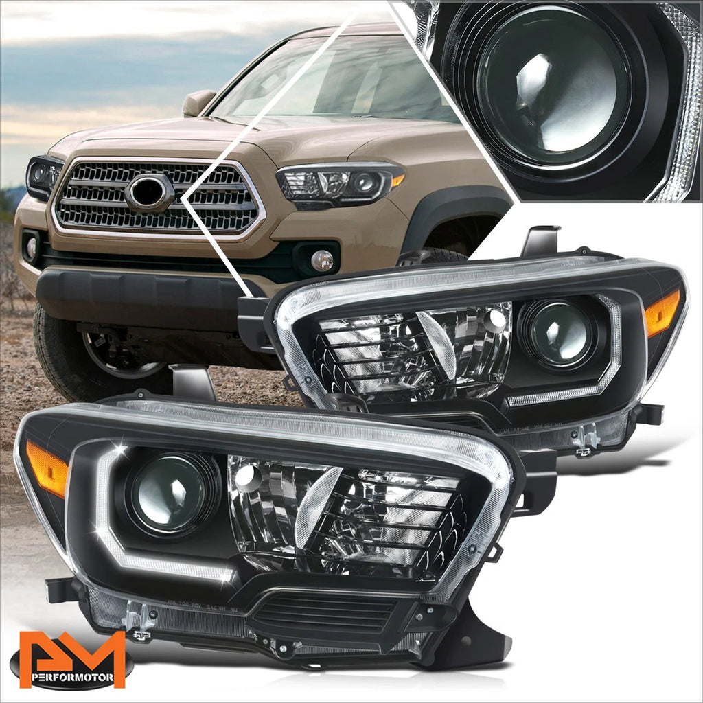LED Projector Headlights for Toyota Tacoma (2016–2023) - Black Housing