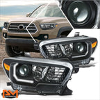 LED Projector Headlights for Toyota Tacoma (2016–2023) - Black Housing