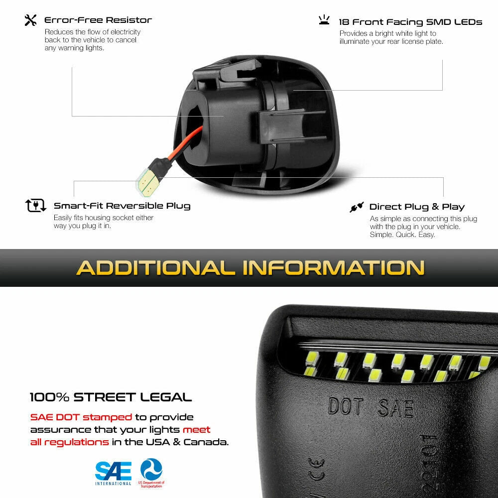 Ice Blue LED License Plate Lights for Chevy Blazer S10 GMC Sonoma Jimmy
