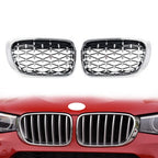 Set of 2 Front Bumper Kidney Grilles Chrome for BMW X3 F25, X4 F26 (2014–2017)