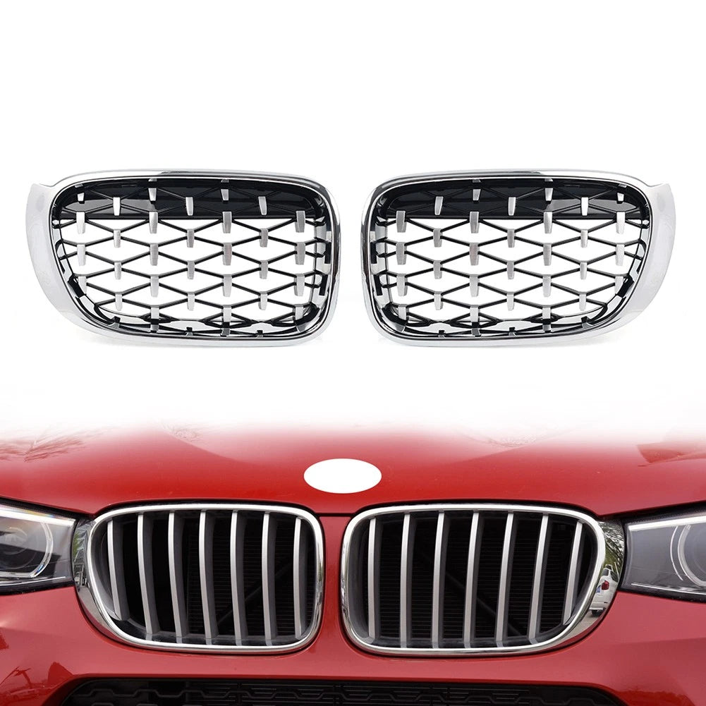 Set of 2 Front Bumper Kidney Grilles Chrome for BMW X3 F25, X4 F26 (2014–2017)