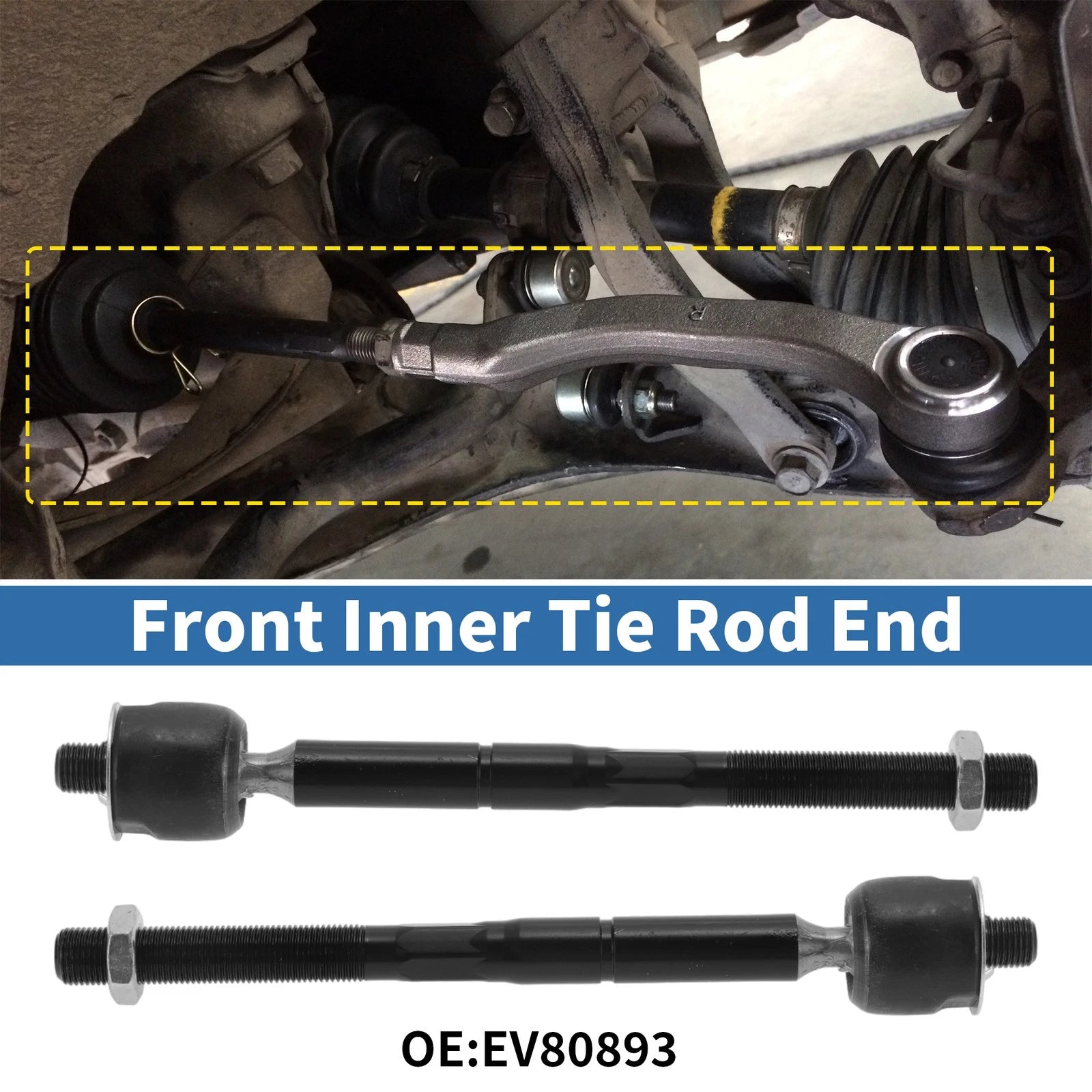 Set of 4 Front Inner Tie Rod End Links for Toyota Sienna (2004–2010) No.EV80893