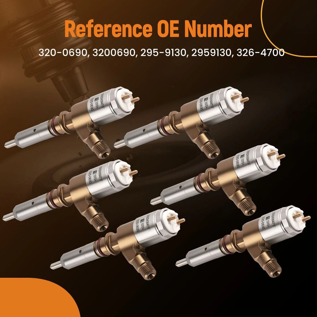 Set of 6 Fuel Injectors for CAT 320D 321D 323D C-6 Engine