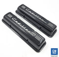 Black Aluminum Cadillac Script Valve Covers for Small Block Chevy (1957–1969)