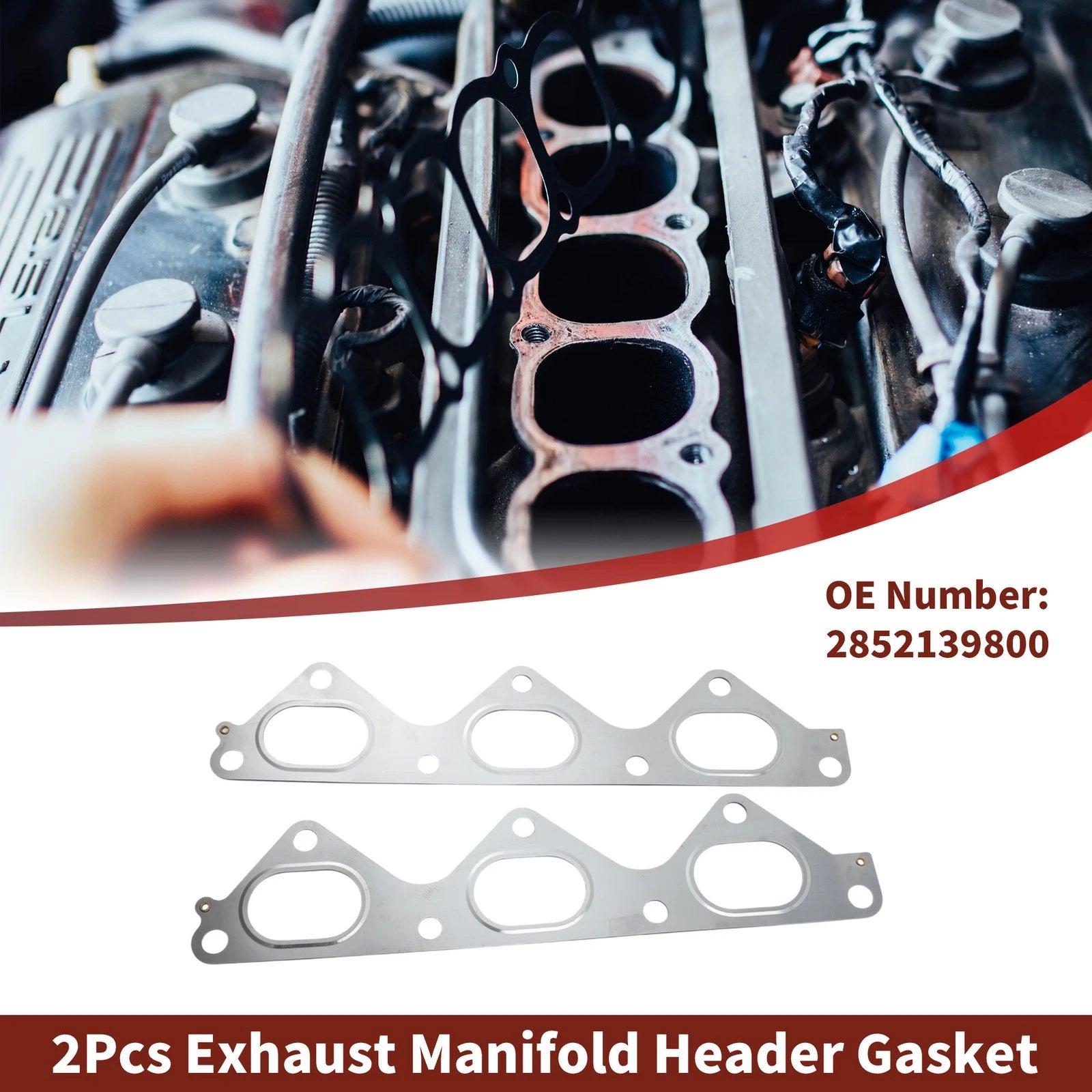 2X Exhaust Manifold Header Gasket for Hyundai Santa Fe (2003–2006) No. 2852139800