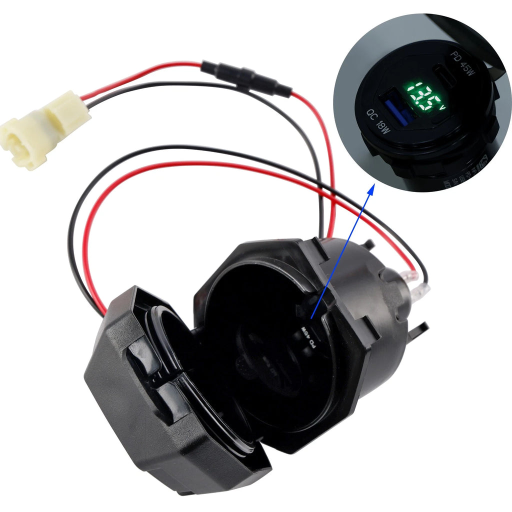 Right Socket Charger USB + Type-C Quick for Kawasaki Versys 650 (2022–2024)