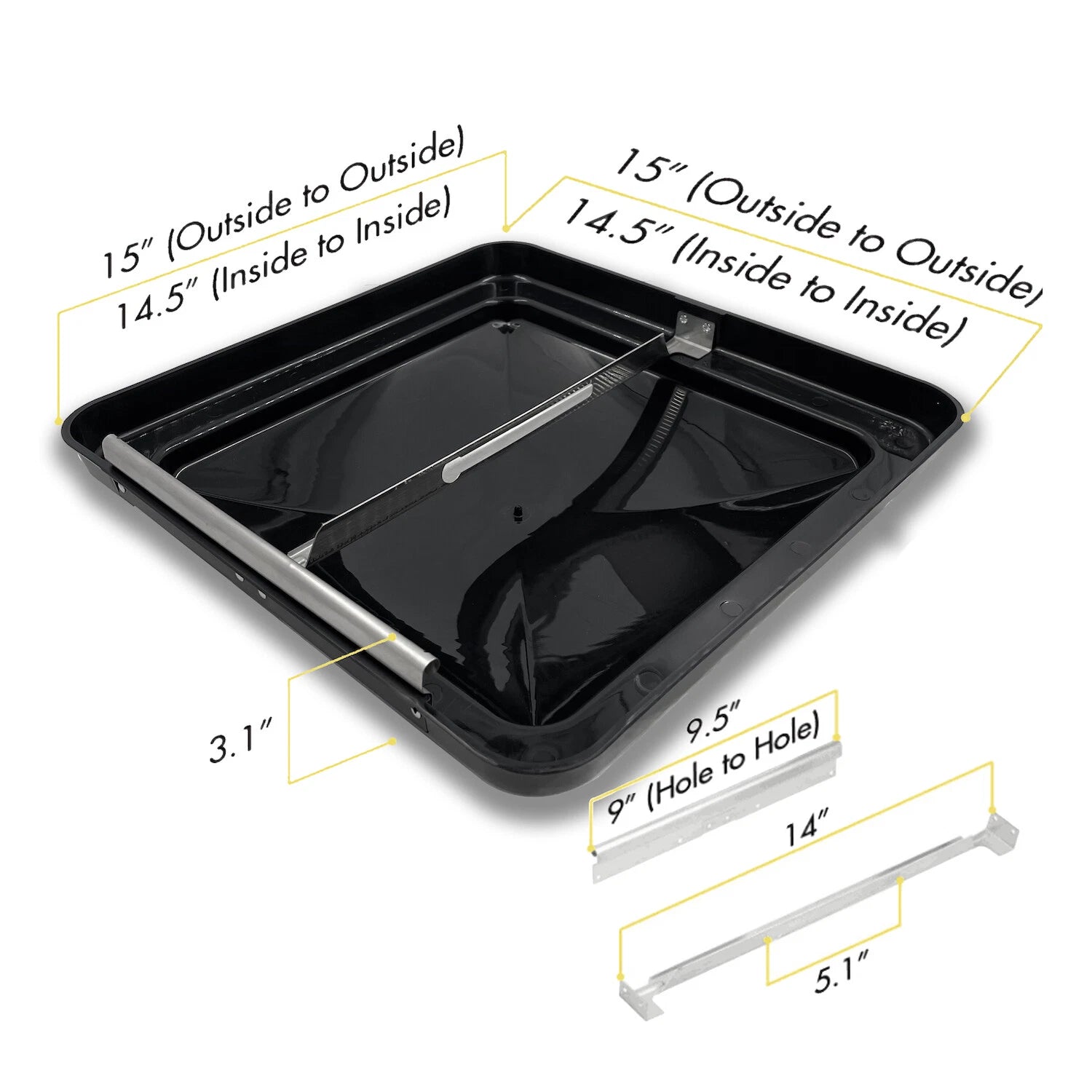2 RV Roof Vent Cover Replacement Lids for Motorhome Camper Trailer (14" x 14")