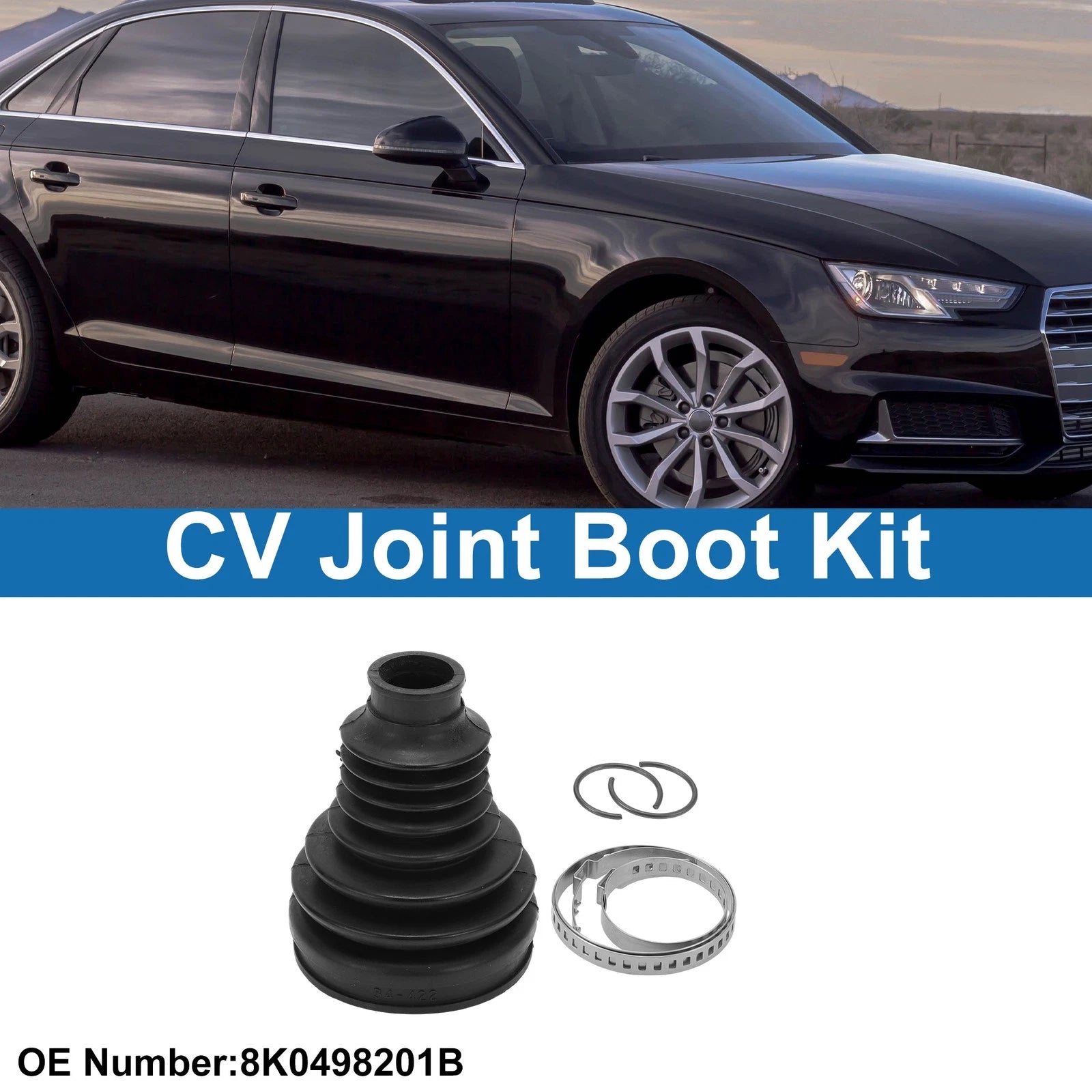 Inner CV Joint Boot Kit w/ Clamps for Audi A4 A5 (2009–2016) 8K0498201B