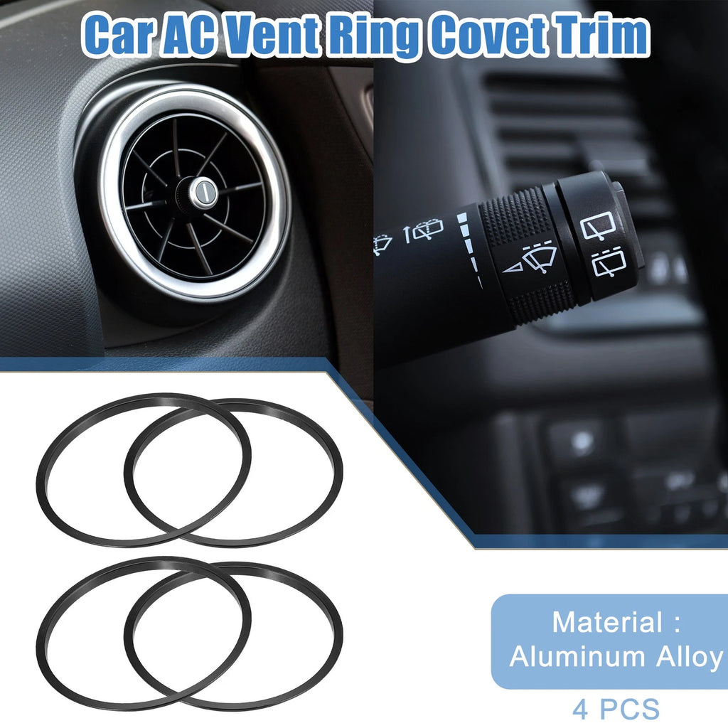 Set of 4 AC Vent Ring Cover Trim for Toyota Tacoma (2016–2024) Aluminum Black
