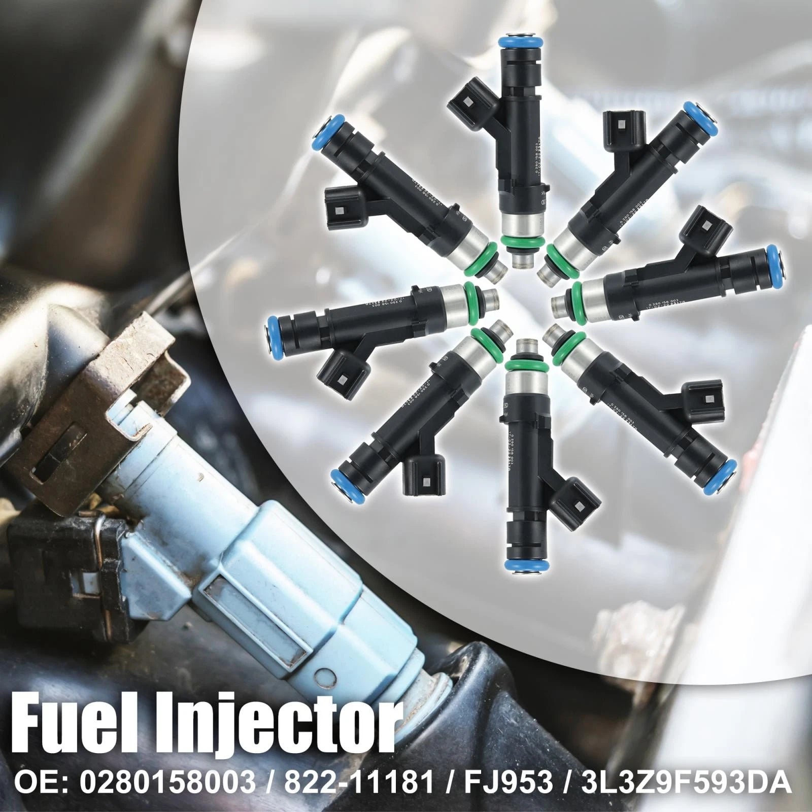Set of 8 Fuel Injectors for Ford F150 FX4 XL XLT 5.4L V8 (2004)