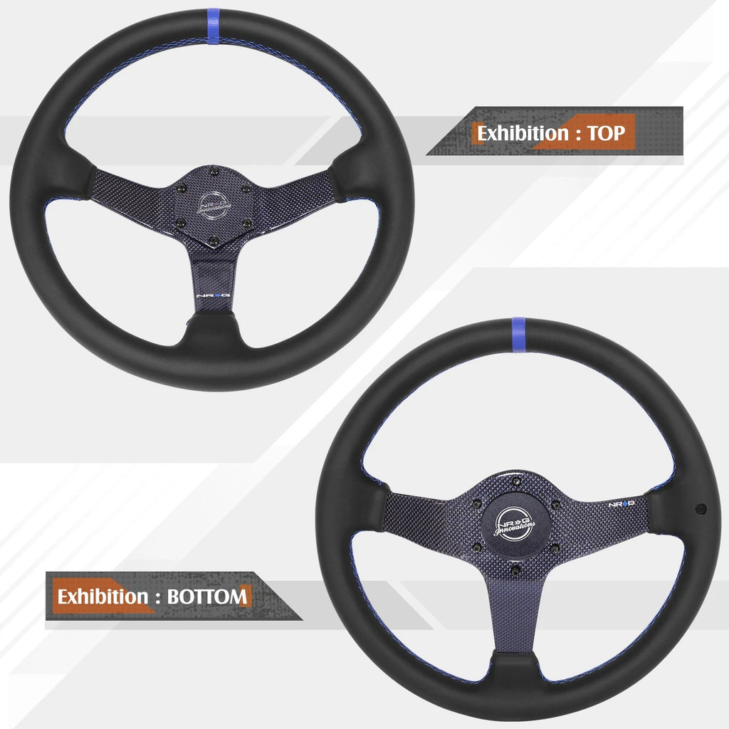 NRG RST-036CF-BL 350mm Deep Dish Carbon Fiber Steering Wheel for Universal