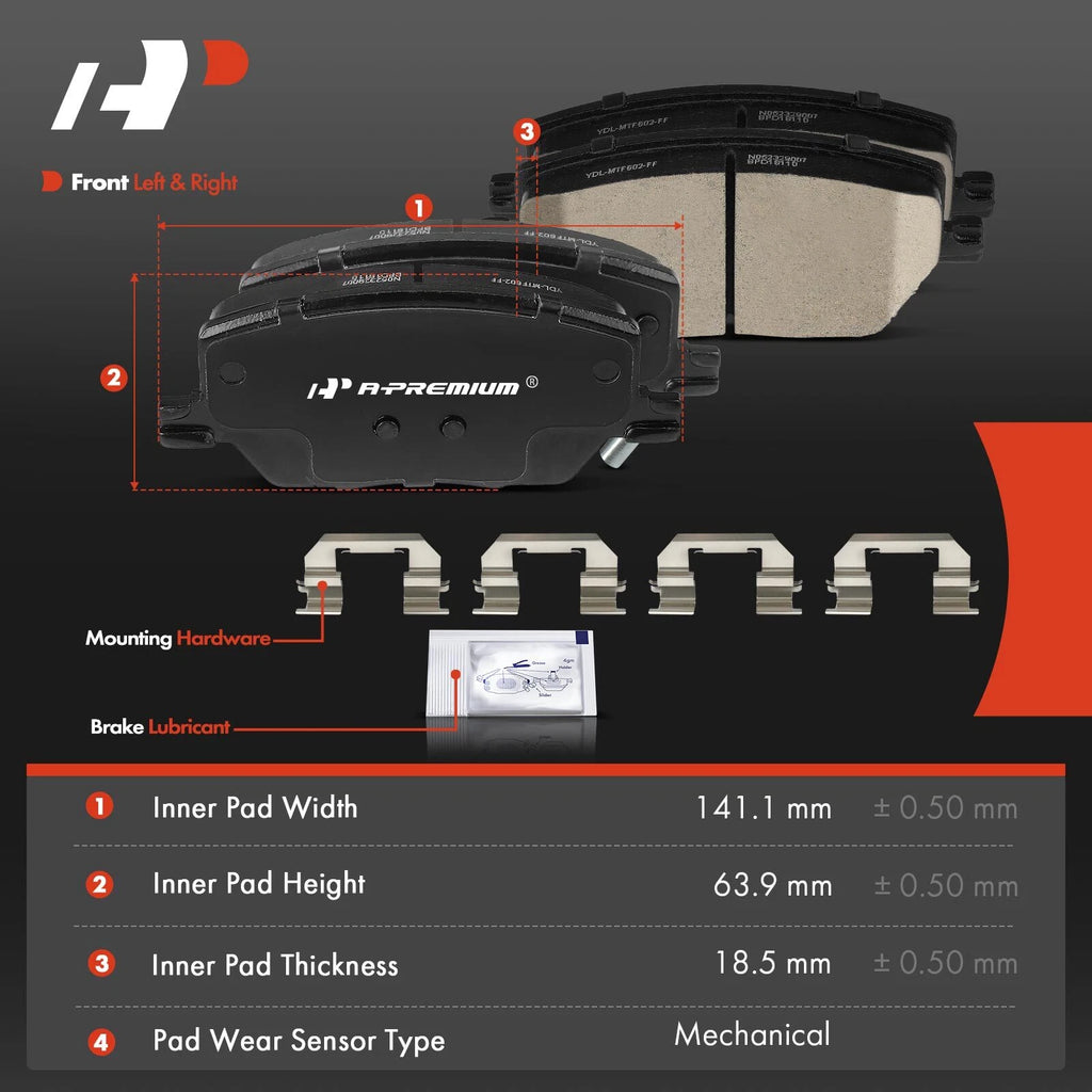 Set of 4 Front Ceramic Brake Pads for Jeep Compass Renegade (2017–2022)