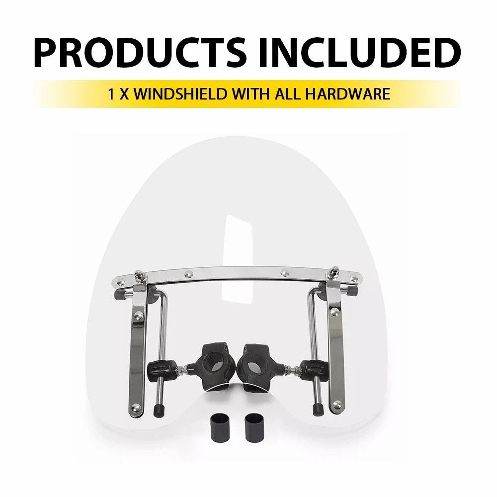 Large Universal Motorcycle Windshield for Kawasaki Harley Honda (19"x17" 7/8")