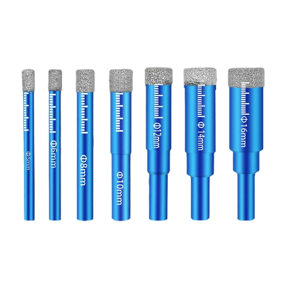 Set of 7 Brazed Diamond Drill Bits for Tile Marble Glass Ceramic (5-16mm)