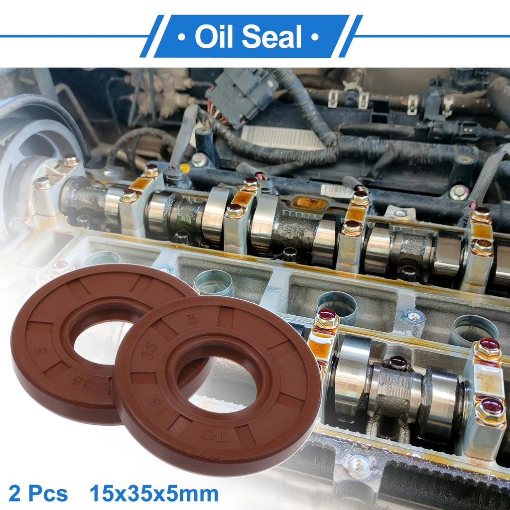 2X Oil Seal Rotary Shaft Seal for Various Models (15x35x5mm) FKM Rubber