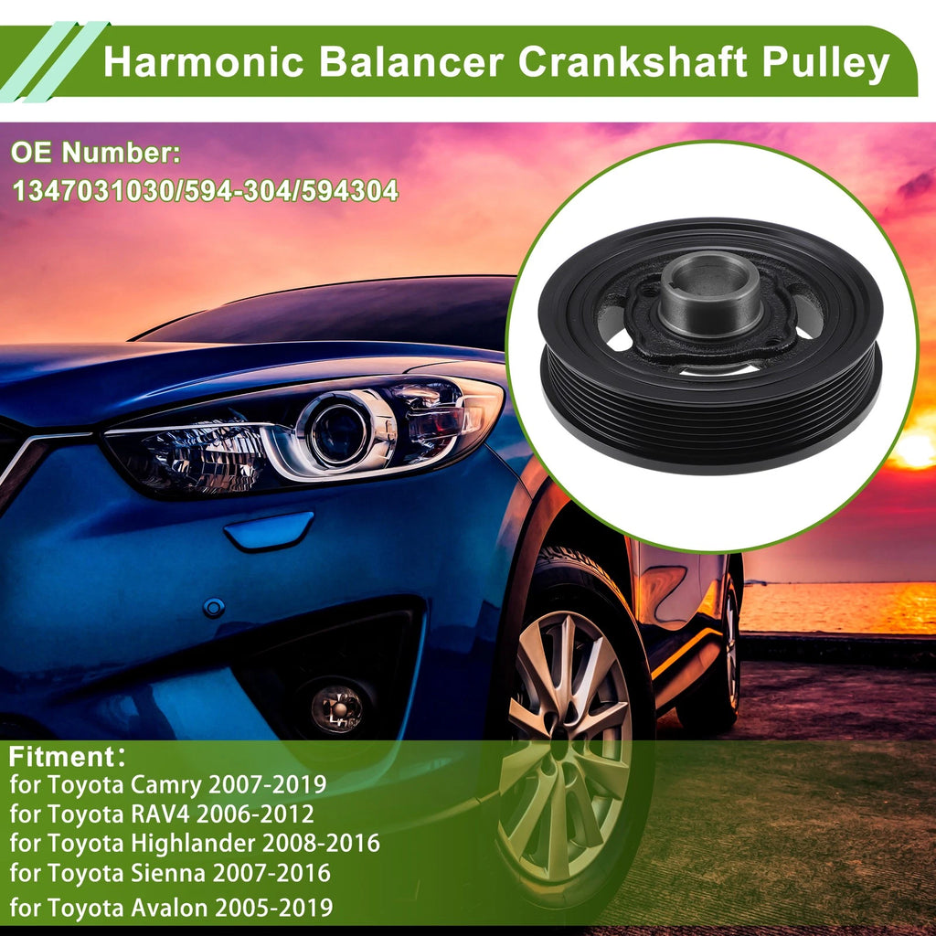 Engine Harmonic Balancer Crank Pulley for Toyota Camry  1347031030 Steel Black