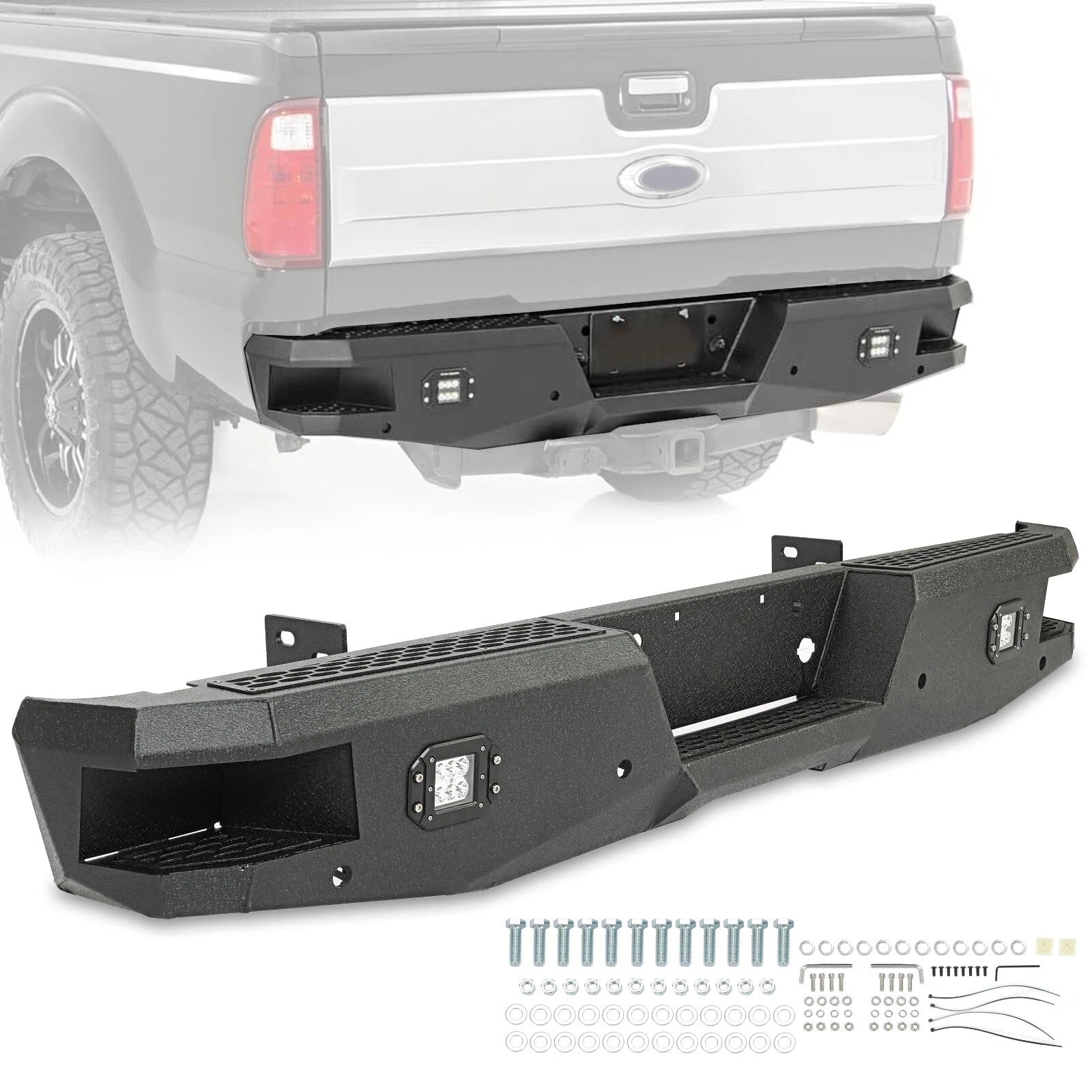 Set of 2 Steel Powder-Coated Bumpers for Ford F250 F350 (2008–2010)