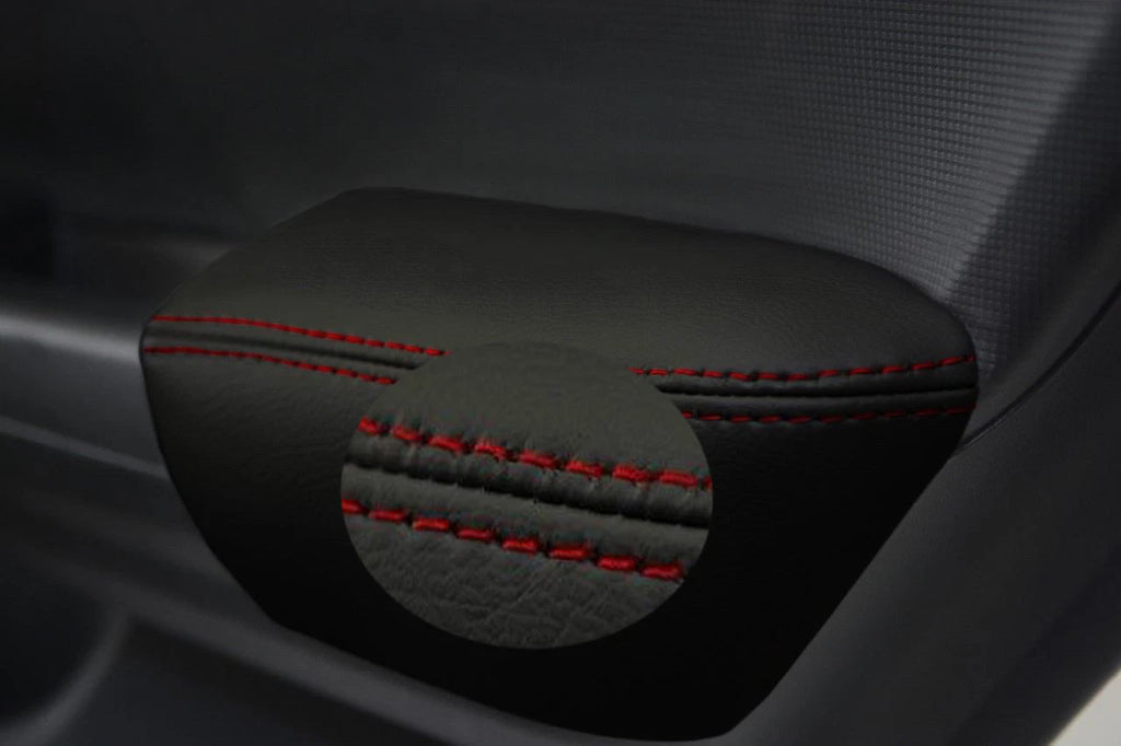 Front Door Armrest Vinyl Leather Cover for Honda Civic Sedan (2012–2015) Red Stitch