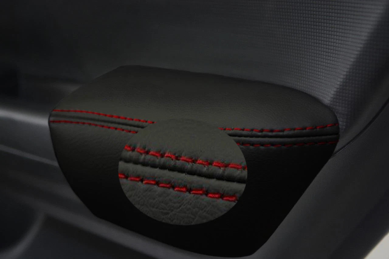 Front Door Armrest Vinyl Leather Cover for Honda Civic Sedan (2012–2015) Red Stitch