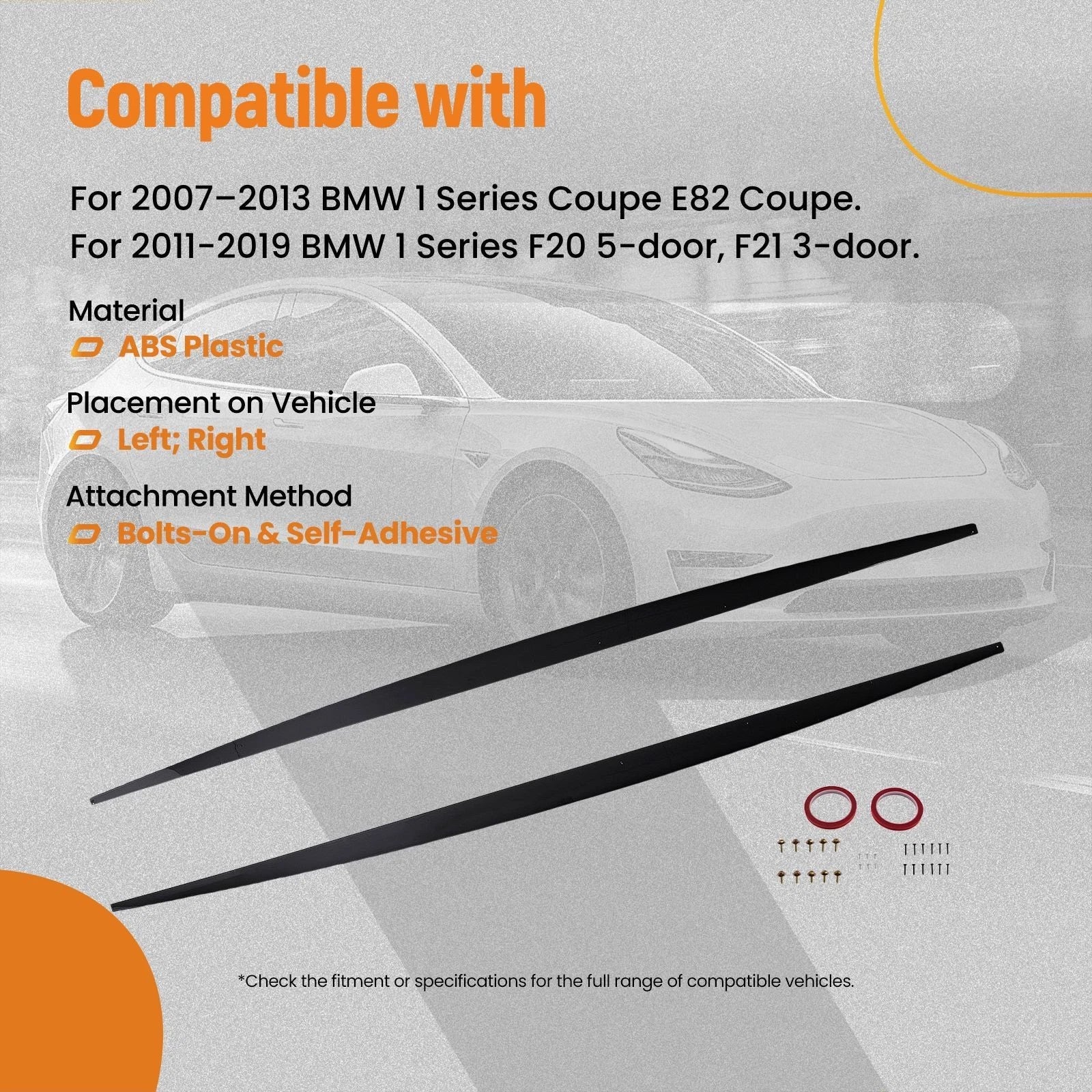 ABS Side Panel Kit for BMW 1 Series E82 F20 F21 (2007–2019) Glossy Black