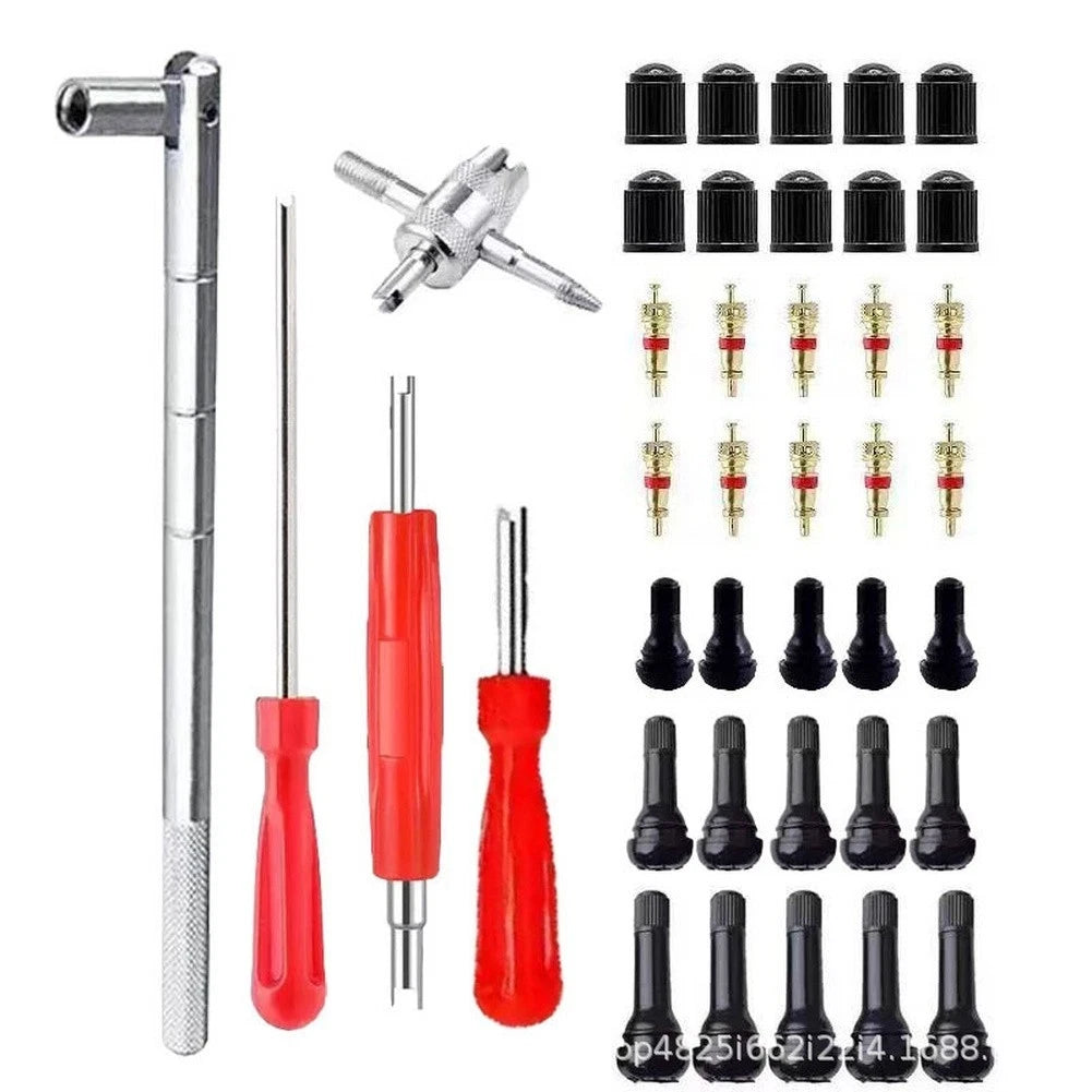 Tire Valve Stem Installation Tool Kit with Valve Core Wrench Set of 4