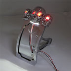 Chrome Curve Side Mount License Plate Bracket w/ Skull LED Tail Light for Ax