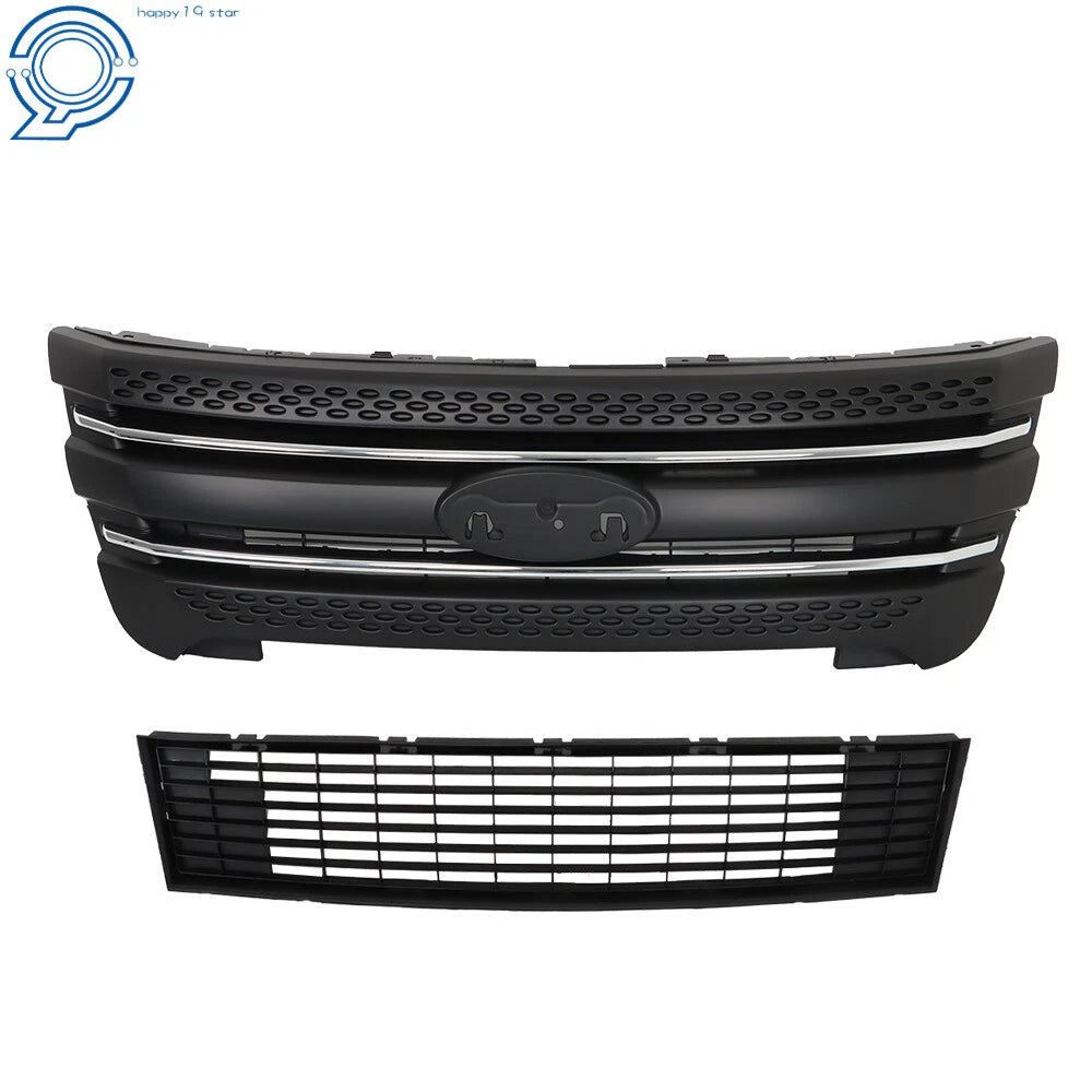2X Front Bumper Grille Assembly for Ford Explorer (2011-2015)