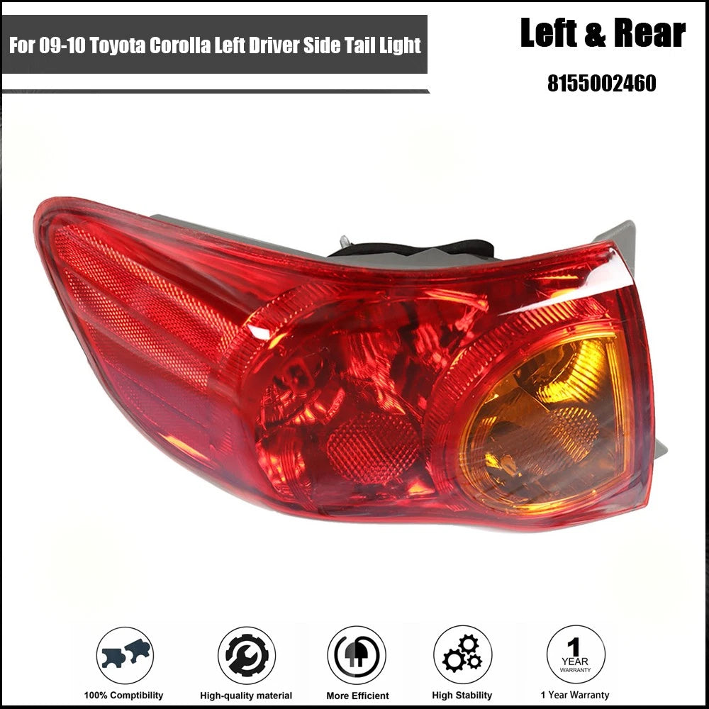 Taillight for Toyota Corolla (2009–2010) Left Replacement Lamp