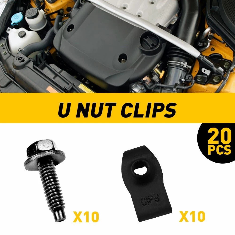 Set of 20 Truck Body Bolts & U-nut Clips 5/16-18 x 1-3/16" Hex #374 EOH