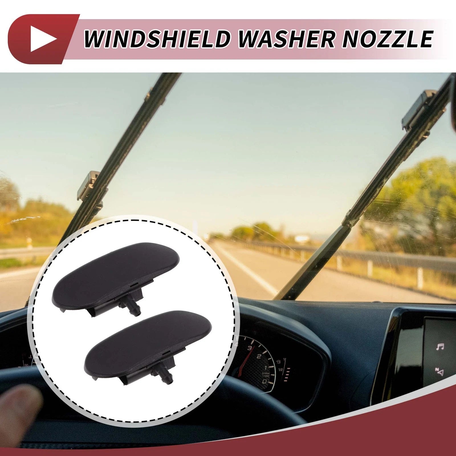 Set of 2 Front Windshield Washer Nozzles for Audi A4 S4 (No. 8E0955988B) Black