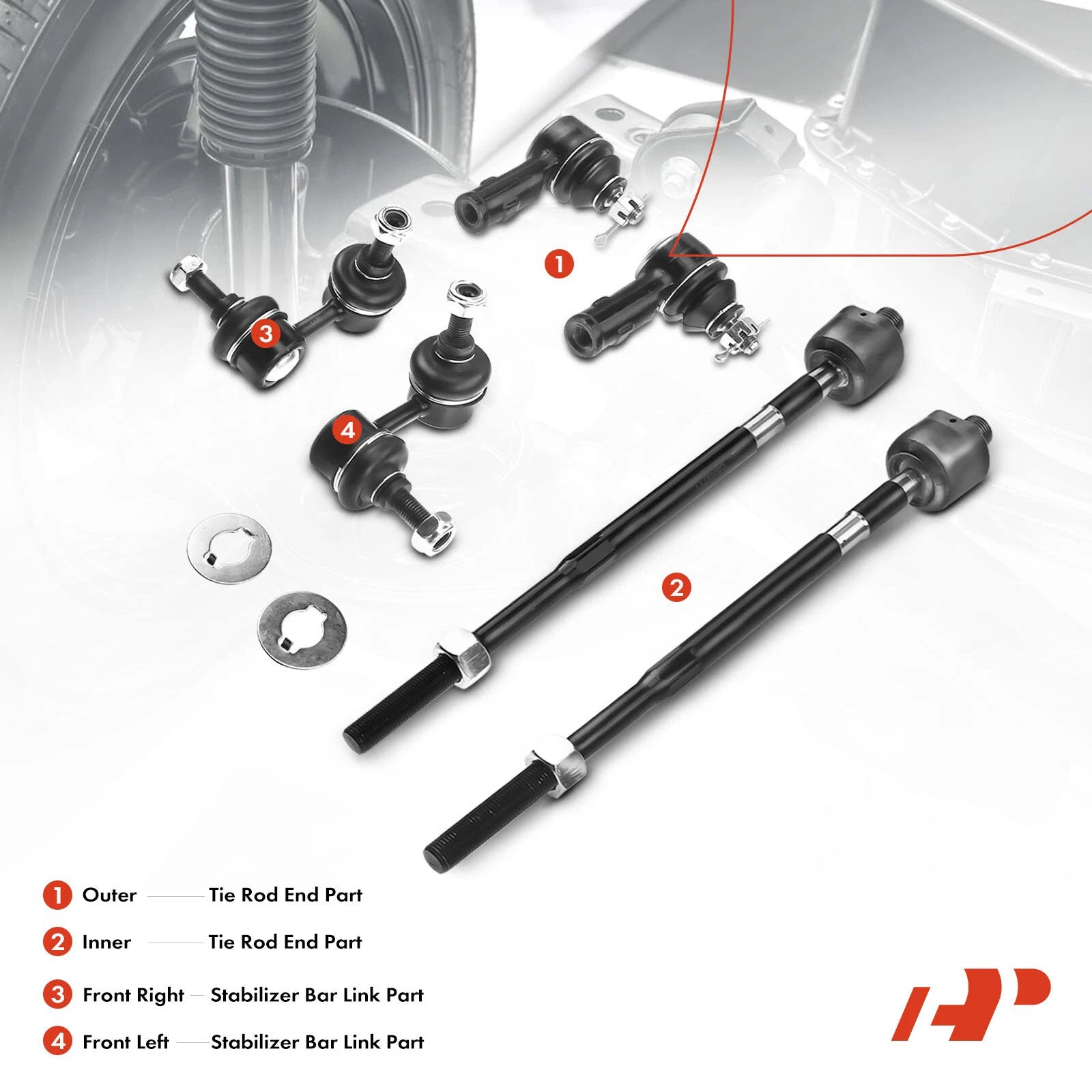 6X Front Sway Bar Link & Tie Rod End for Mitsubishi Lancer (2003-2006)