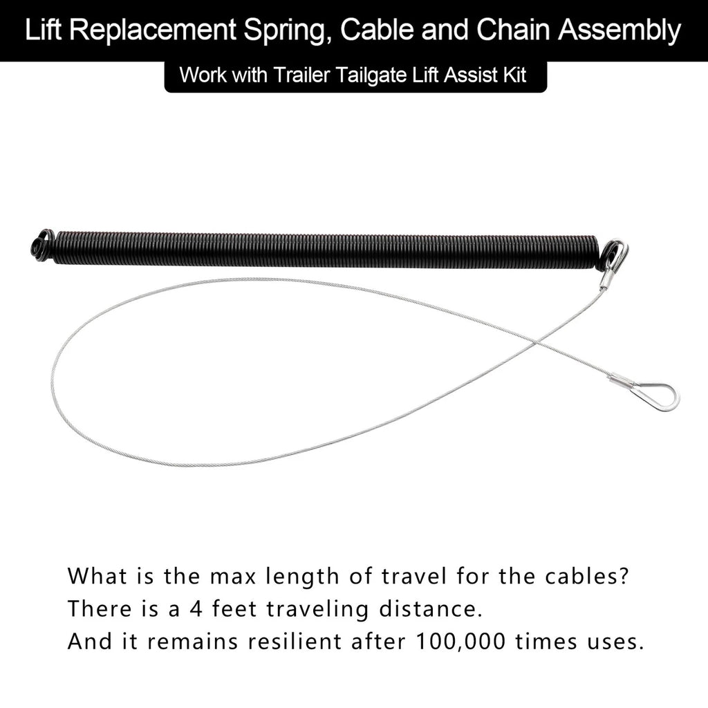 Trailer Tailgate Lift Assist Spring Cable Kit for Gorilla-Lift Trailer