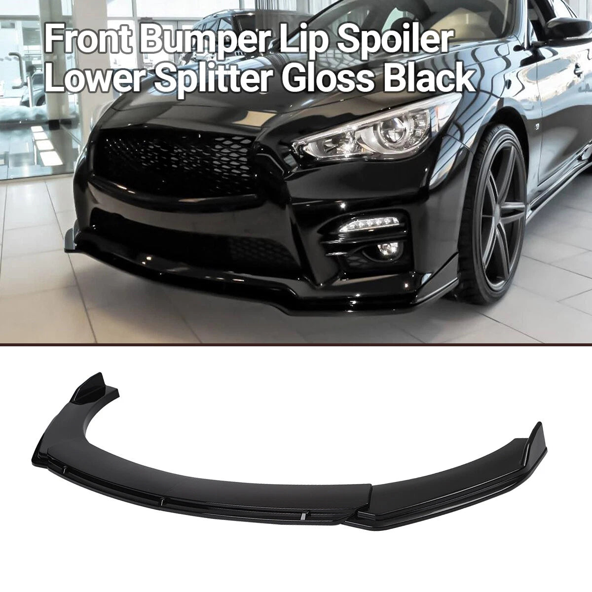 Glossy Black Front Bumper Lip Spoiler for Infiniti Q50 (2014–2022)