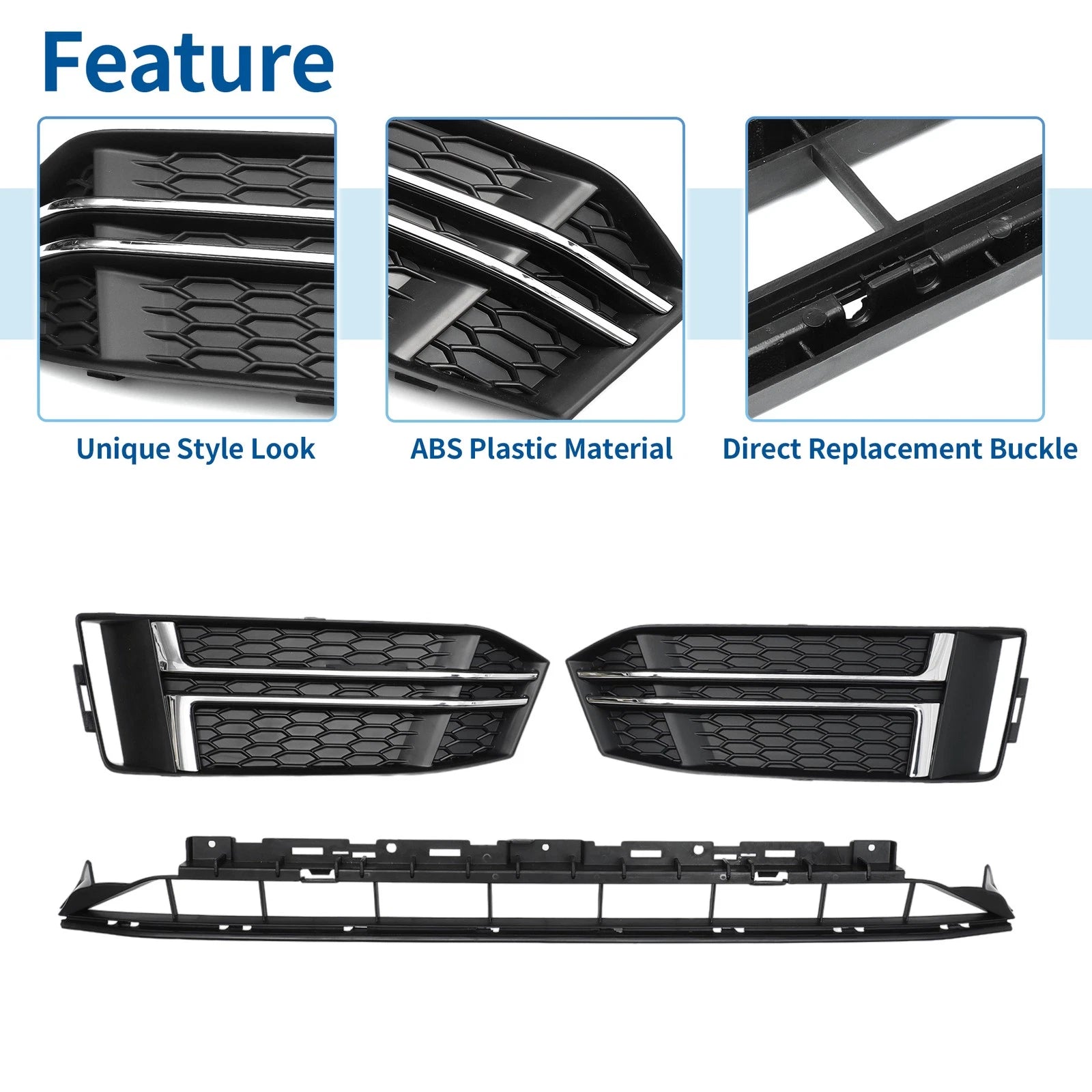 Front Lower Bumper Grille for Audi A4 B9 (2016–2018) Black Sport Style