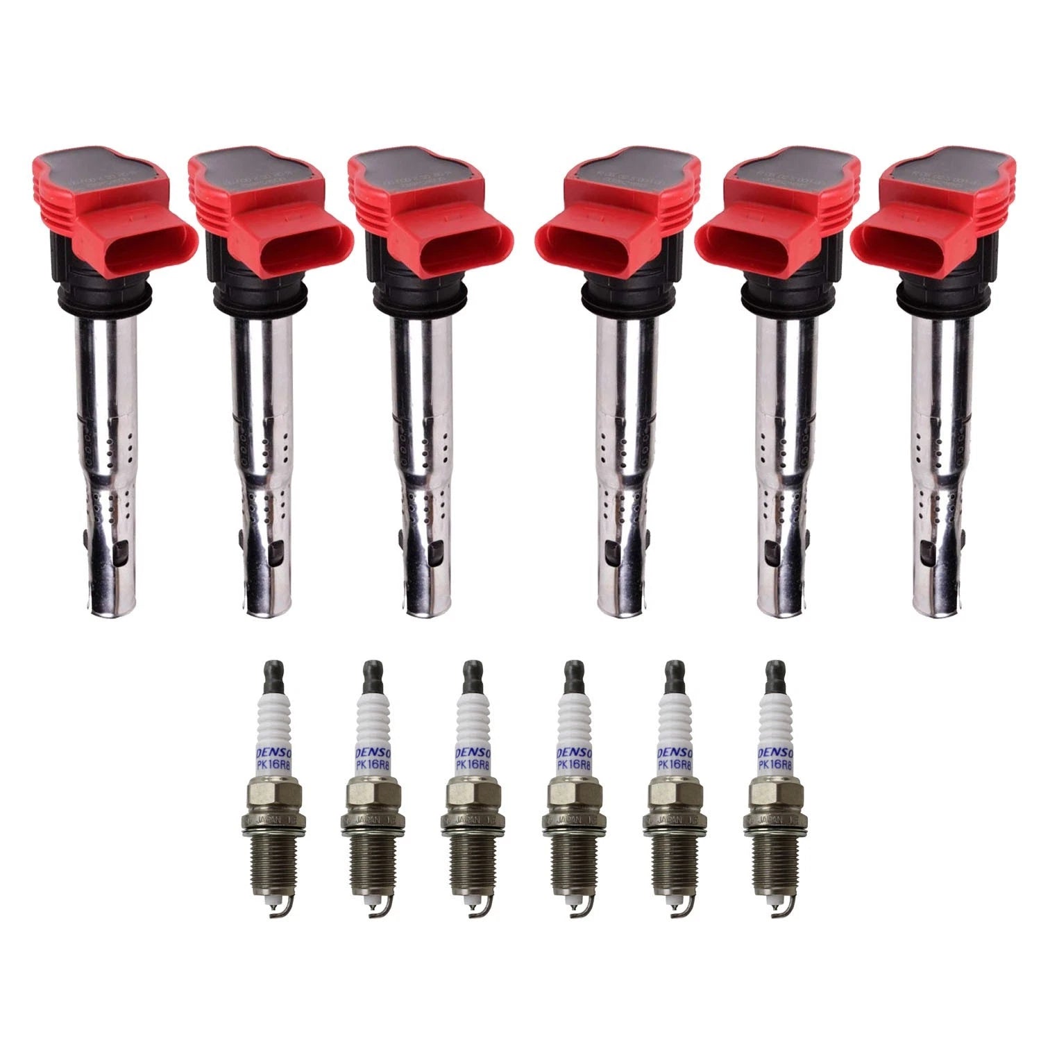 Set of 6 Ignition Coils & Denso Double Platinum Spark Plugs for Audi A6 (2011)