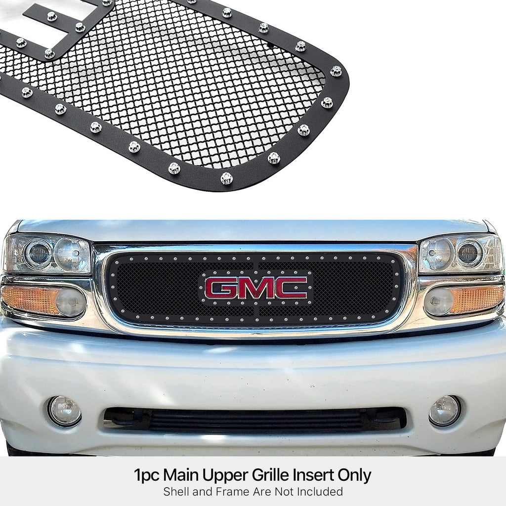 Upper Stainless Black Rivet Mesh Grille for GMC Sierra 1500/Yukon (2001-2002)