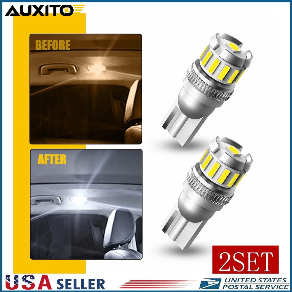 4X T10 LED License Plate Light Bulb for AUXITO (6500K, 168, 2825, 194)