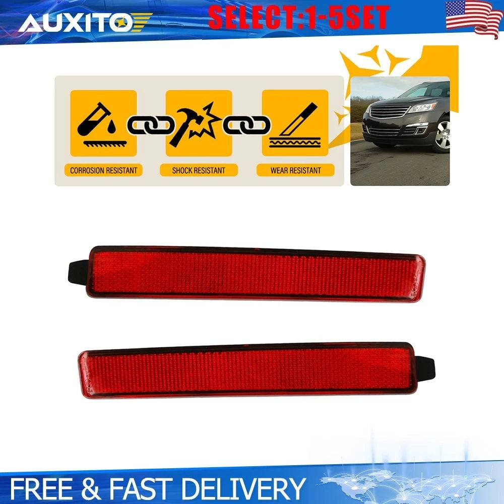 Set of 2 Red Lens Rear Bumper Reflectors for Cadillac SRX (2010–2016) & Traverse (2009–2012)
