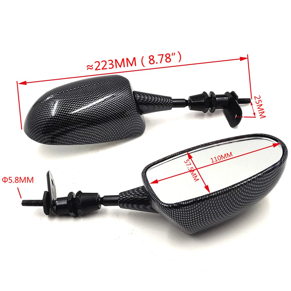 Racing Mirror for CBR, Ninja ZX, GSXR, Katana, Hayabusa, YZF R1 (All Years)