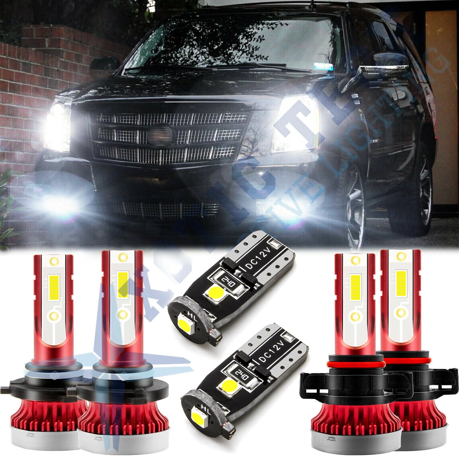 White Front Fog DRL LED Lamps Kit for Cadillac Escalade (2007–2014)