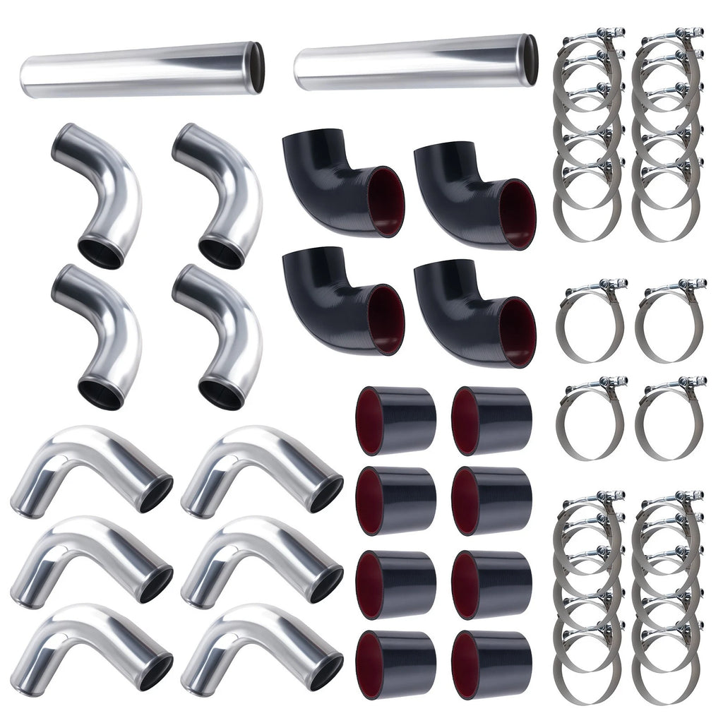 12PCS Intercooler Piping Kit for Universal Aluminum (3 Inch)