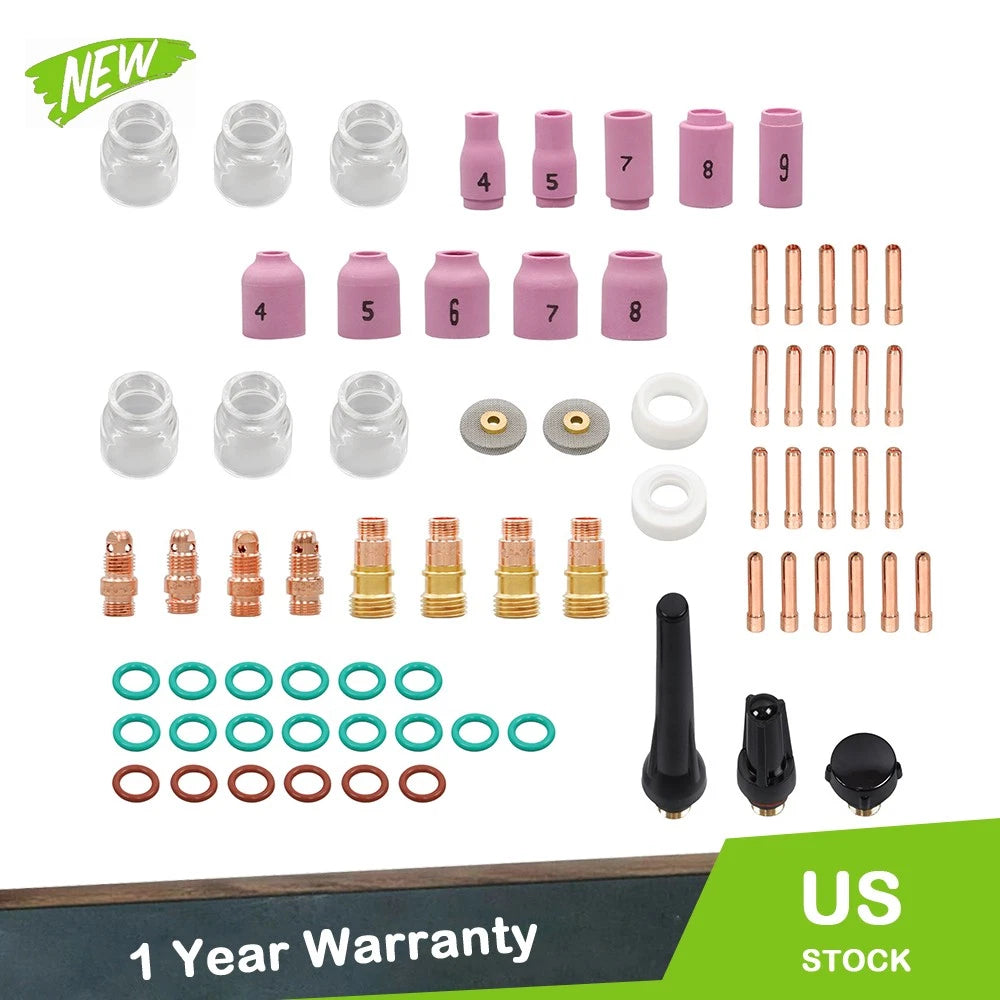 71PCS TIG Welding Torch Accessories Glass Cup Alumina Nozzle #12