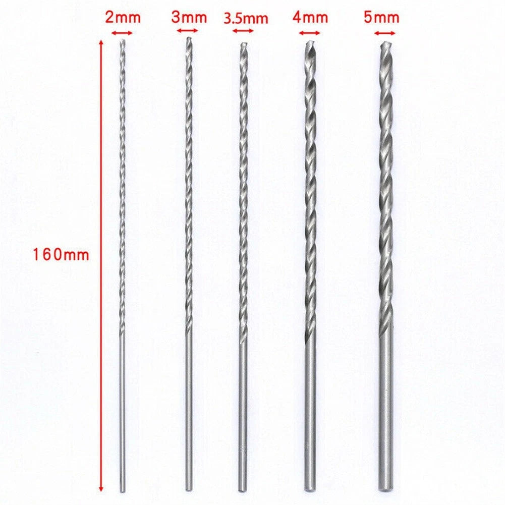 Set of 10 Extra Long Drill Bits 2mm-5mm for Aluminum