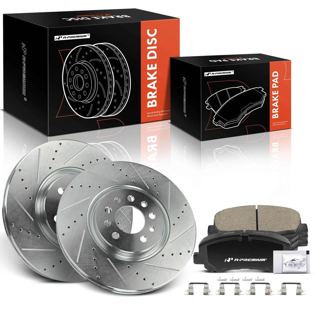 Front Side Drilled Brake Rotors & Ceramic Pads for Jeep Cherokee (2018–2022)