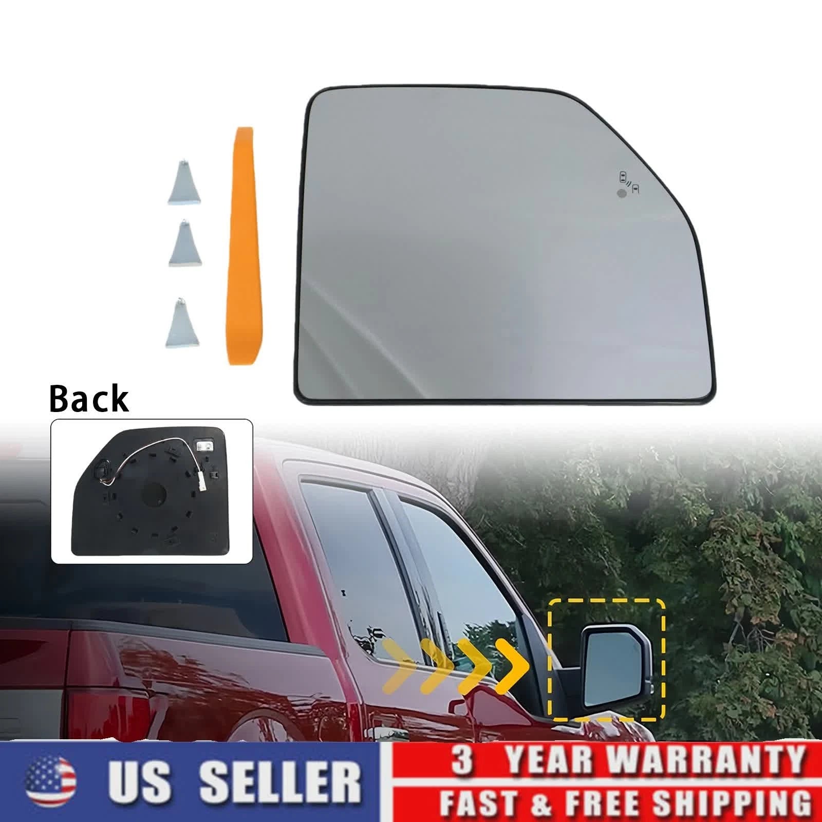 Right Side Mirror Glass Assembly for Ford F-250 F-350 F-450 Super Duty (2011–2023)