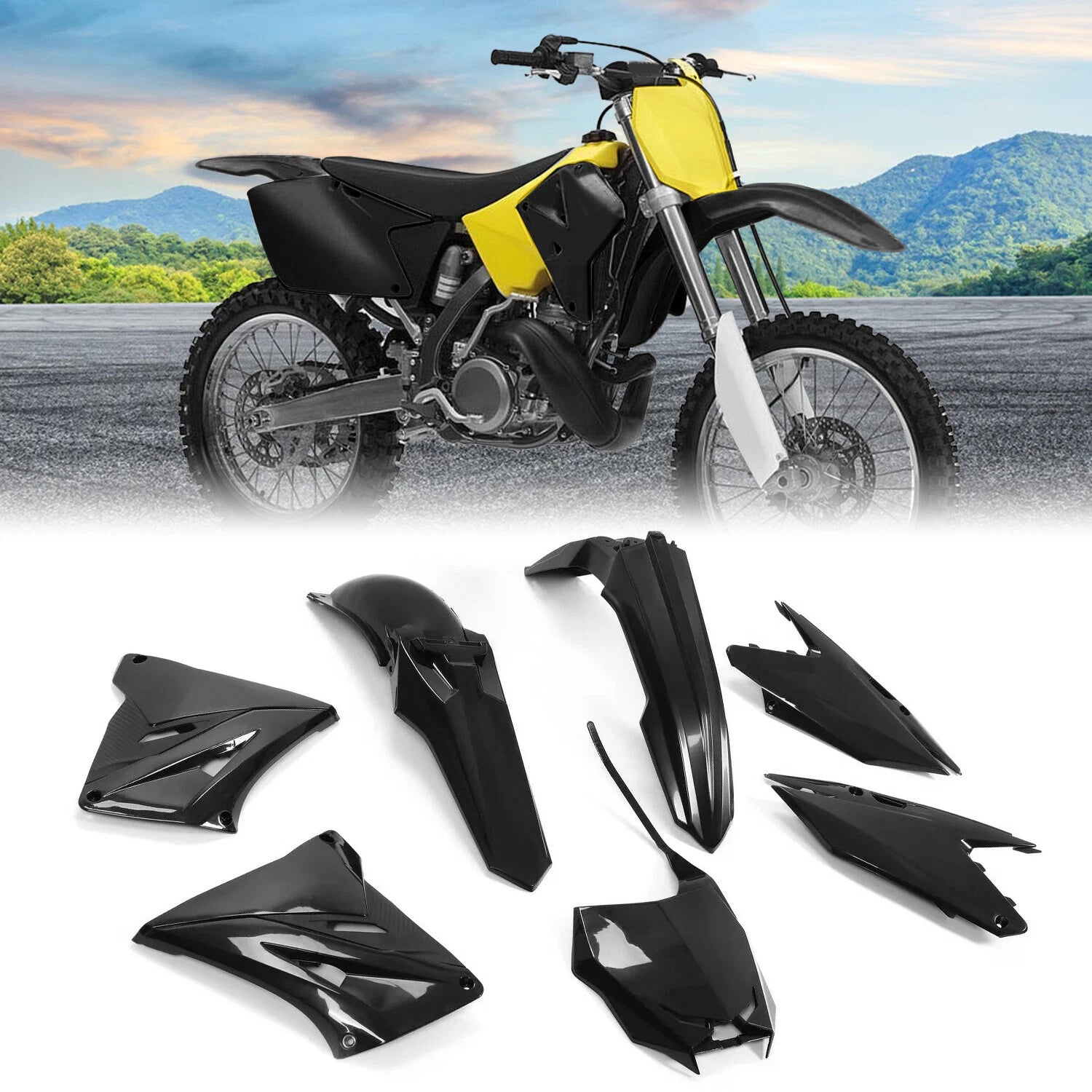 Complete Plastics Kit Fairing Body Kit for Suzuki RM250 RM125 (2001–2008) SUKIT400001