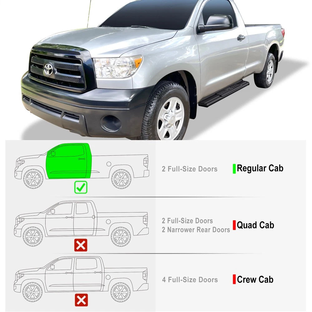 Black Running Boards for Toyota Tundra Regular Cab (2007-2017)