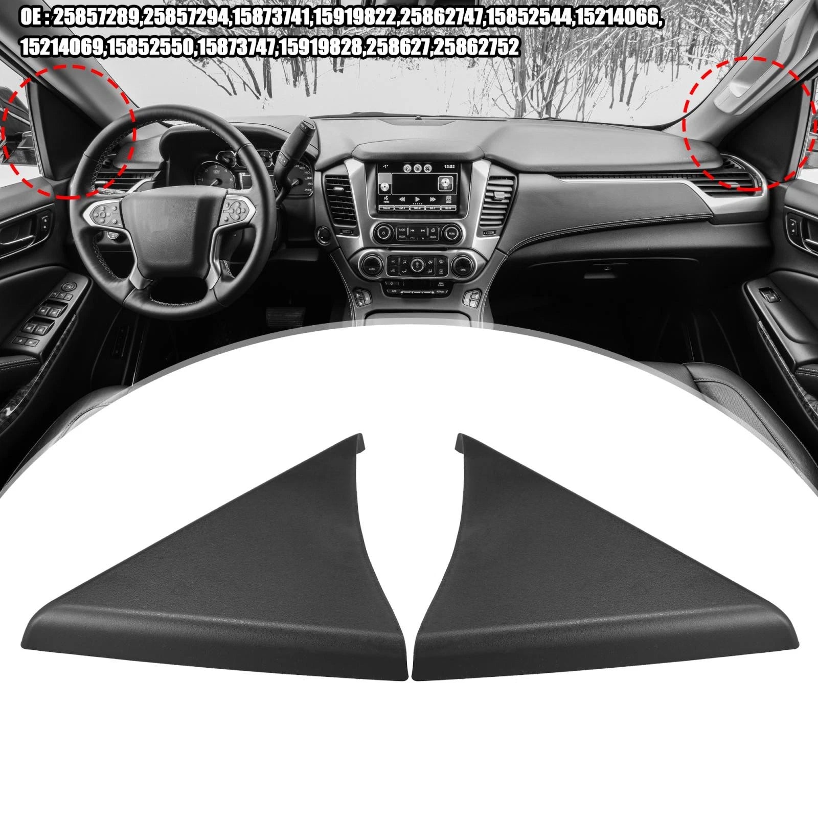 2X Front Door Upper Trim Panel for Chevy Silverado GMC Sierra 